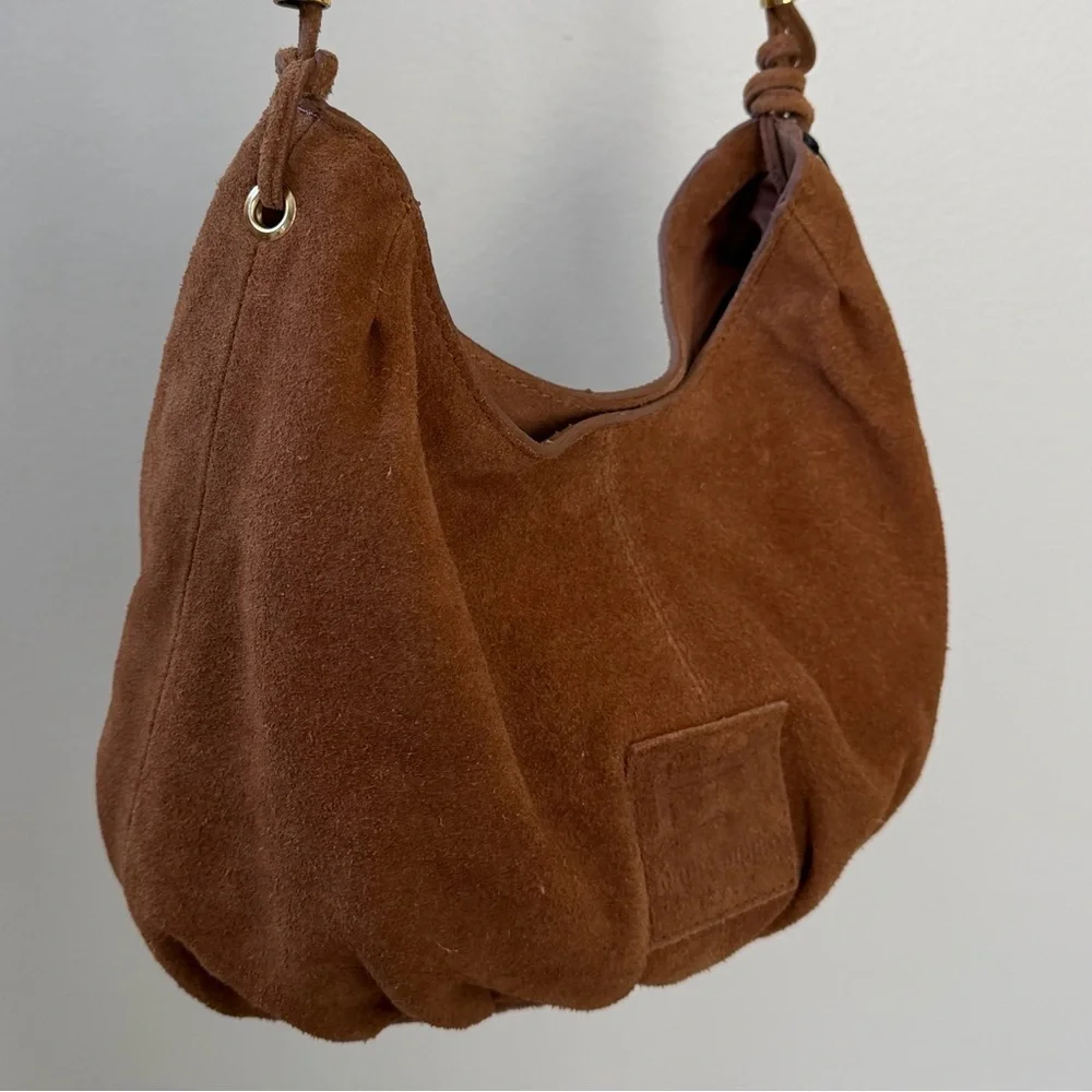 Haute Hippie Suede Hobo Bag with Gold Detail